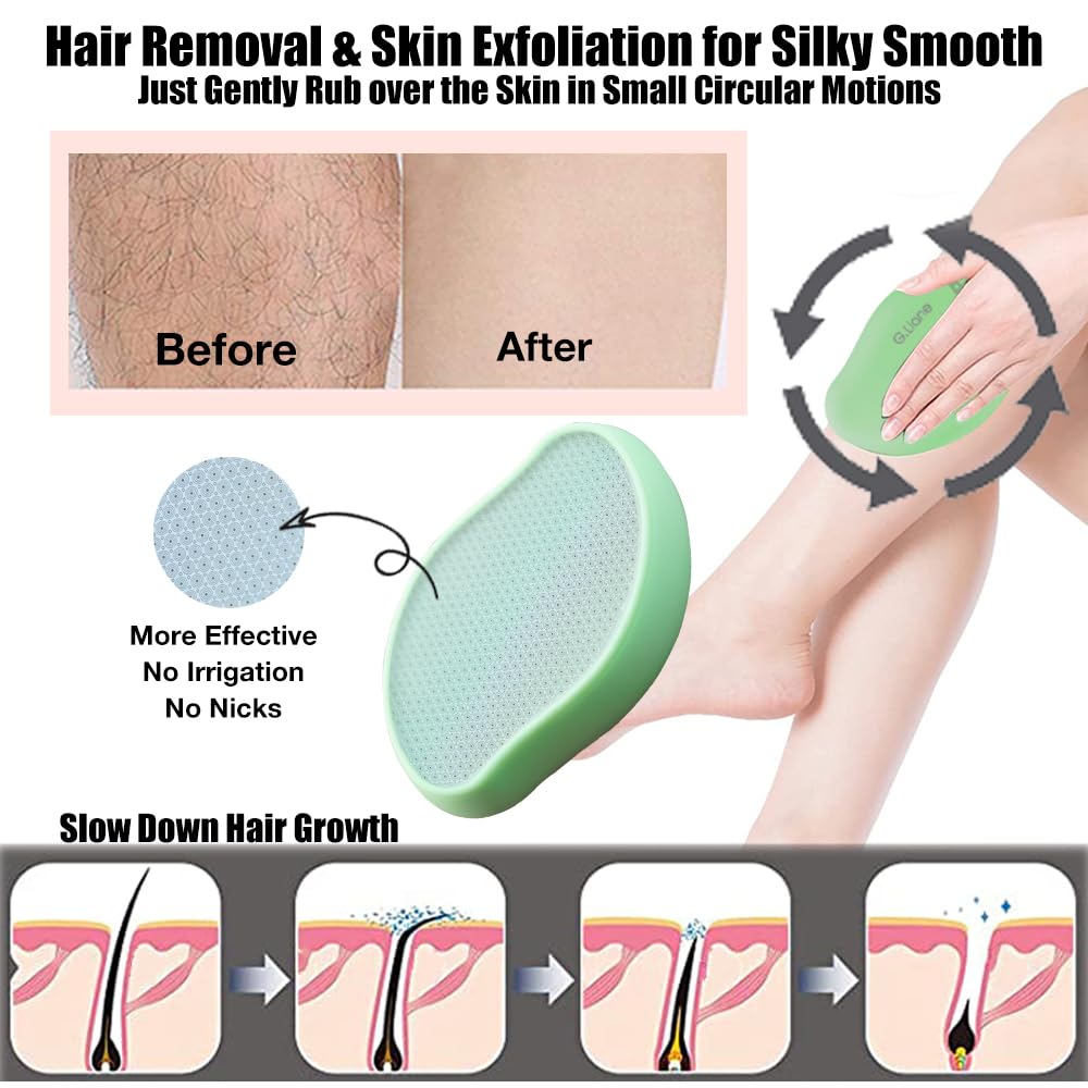 G.Liane Premium Crystal Hair Eraser,Painless Exfoliation Hair Removal Epilator,Nano Glass Hair Remover for Women,Natural Gentle and Efficient Shaver Trimmer on Leg Arm(Grass Green) - Image 3