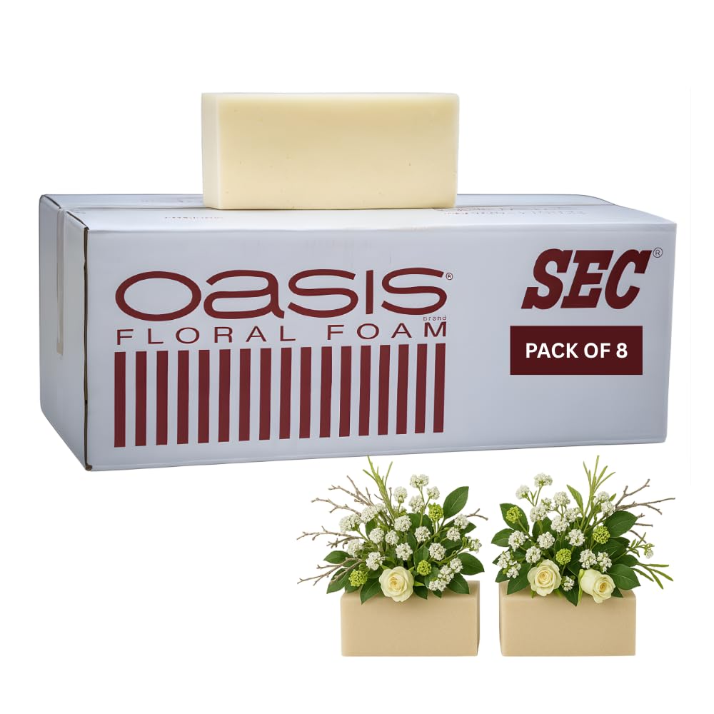 Oasis 20 Pcs, Sec & Dry Floral Foam Blocks Multipurpose for Florist Flower Foam Arrangement of Fresh or Silk Artificial Flowers - Ivory White (9"L x 3.1"W x 4.3"H)-image-39