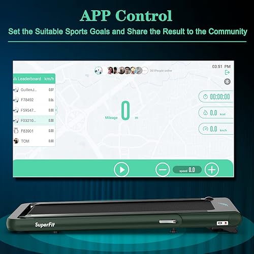 Miniatura 6 de GYMAX Caminadora plegable para debajo del escritorio, 4.75 HP 2 en 1 con control de frecuencia cardíaca, control de aplicación, pantalla táctil LED