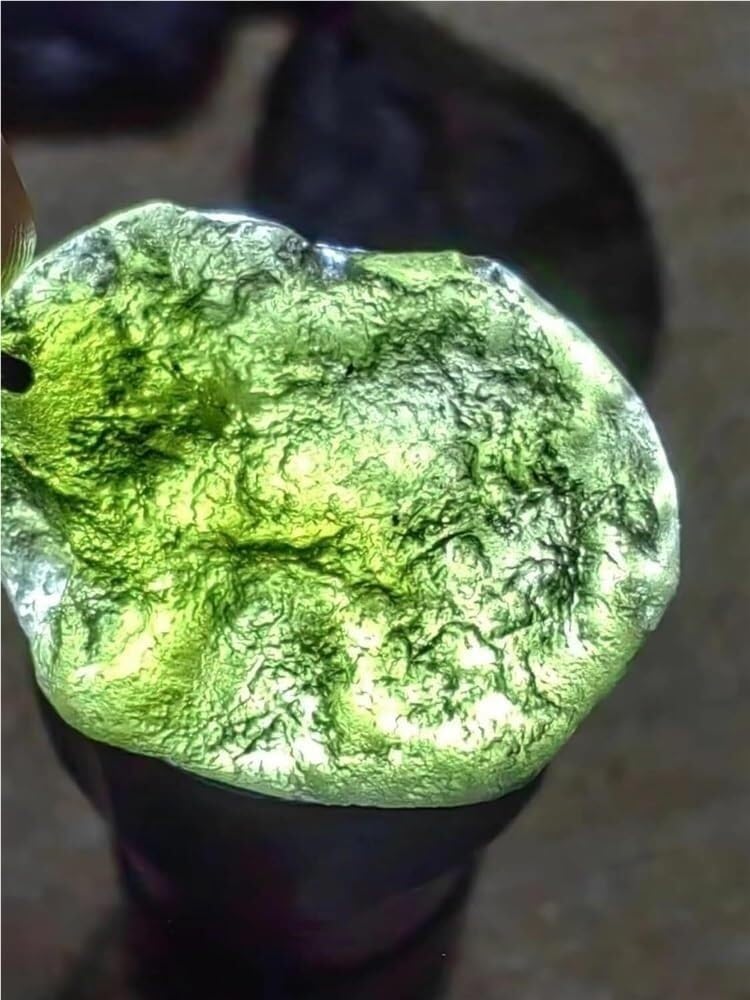 Moldavite Crystal Necklace,Raw Meteorite Crystal,Irregular Tektite Healing Crystals Necklace,Green - Image 3