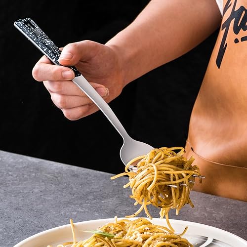 Miniatura 8 de Utensilios de metal de acero inoxidable para servir, juego de cucharas para servir, cucharas ranuradas y pinzas para servir. Tenedor para servir,