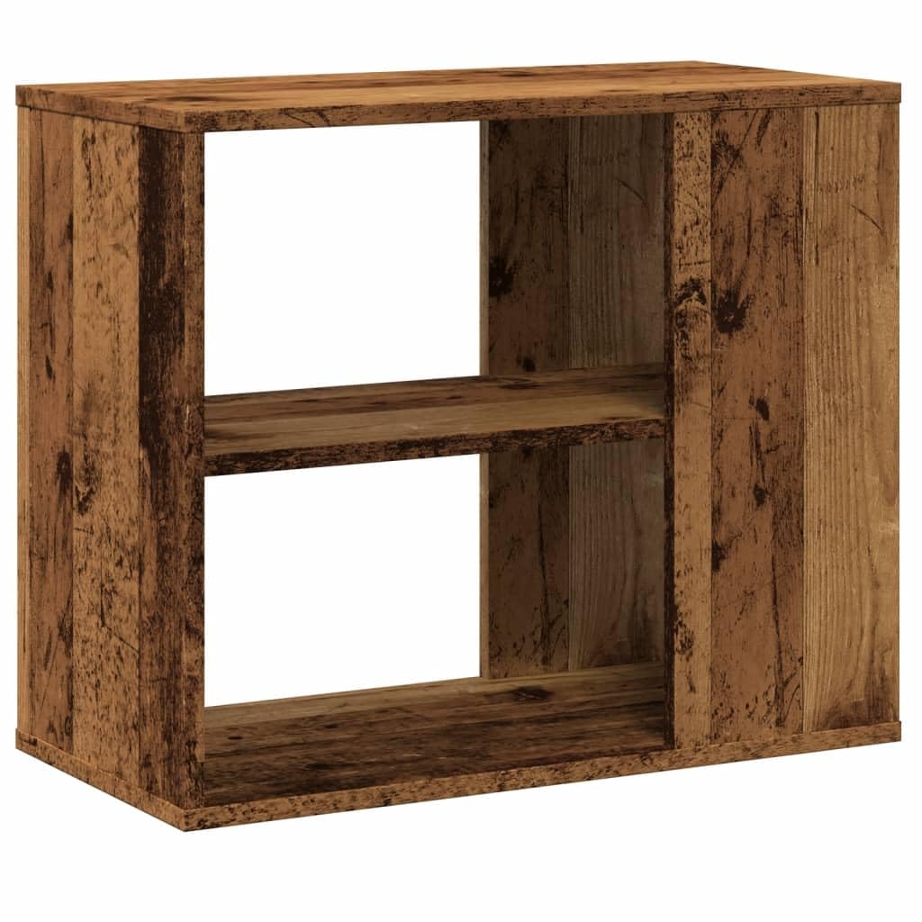 Armario auxiliar con aspecto de madera vieja, 60 x 30 x 50 cm, material a base de madera con 2 estantes, espacio de almacenamiento para utensilios y artículos del hogar, placa superior estable