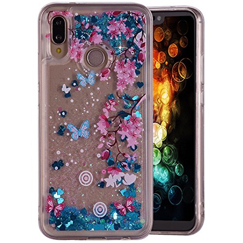 Cover Huawei P20 Lite, Amcor Love 3D Glitter Liquido Brillantini Lucido Floating Sparkly Luxury Cute Cover Trasparente Custodia Movimento Quicksand Protezione per Huawei P20 Lite Smartphone