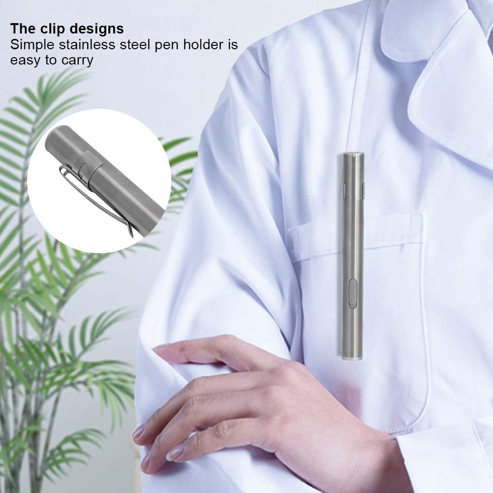Pupil Light, Fall-resistant Diagnostic Pen Light, Stainless Steel Mini for Detection of Ears Detection of Nose Detection of Throat Detection of Eyes