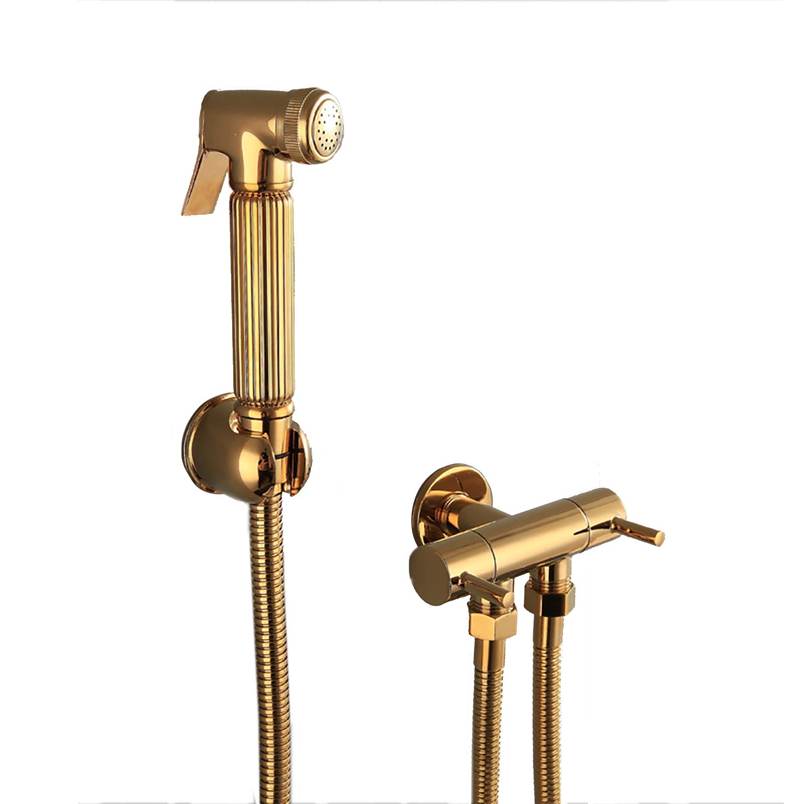 Pulvérisateur de bidet à main for toilettes, kit de pulvérisateur de bidet de toilette mural en titane doré for hygiène personnelle