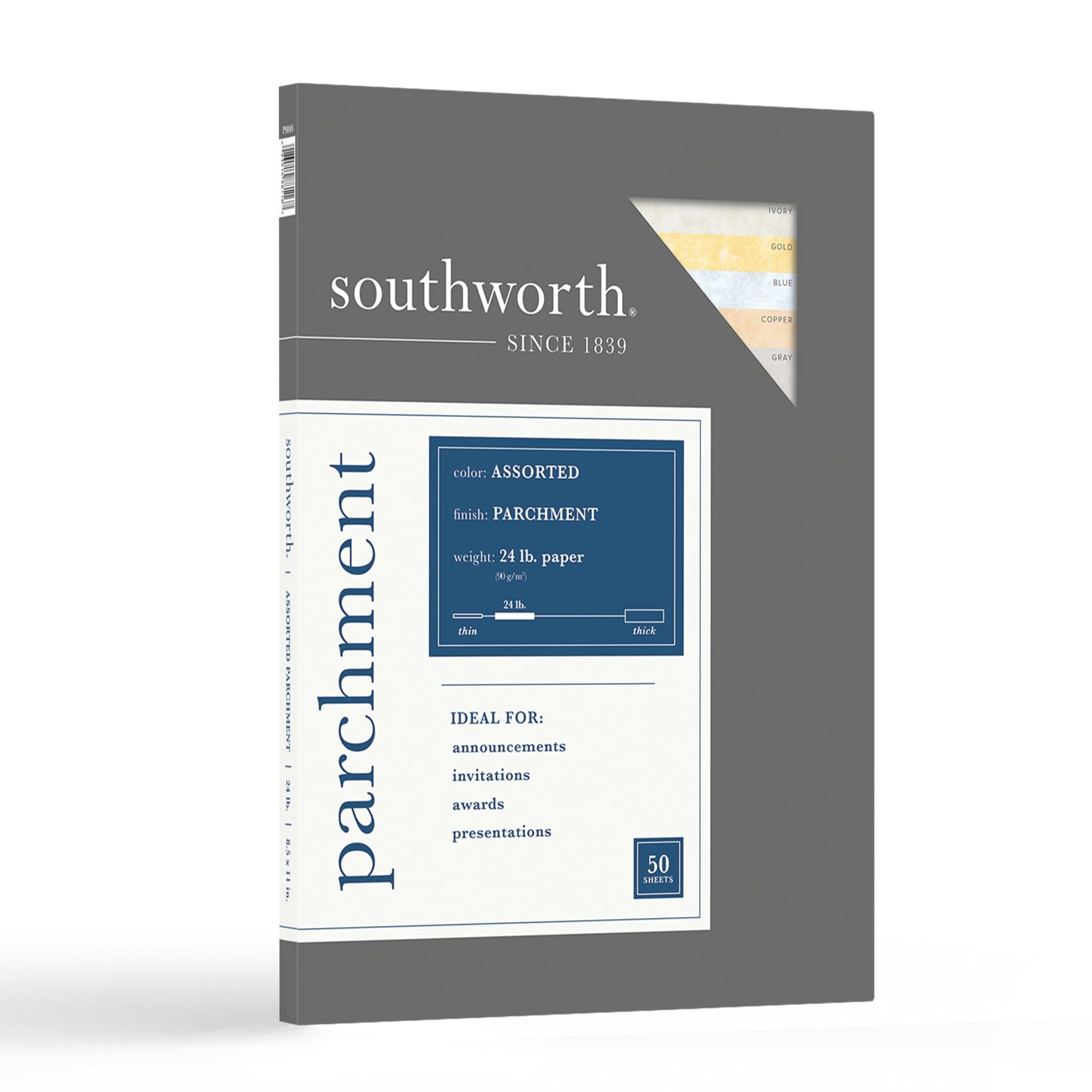 Southworth(r) Parchment Specialty Paper, Sampler, 8 1/2" x 11", Assorted Colors, Pack Of 50