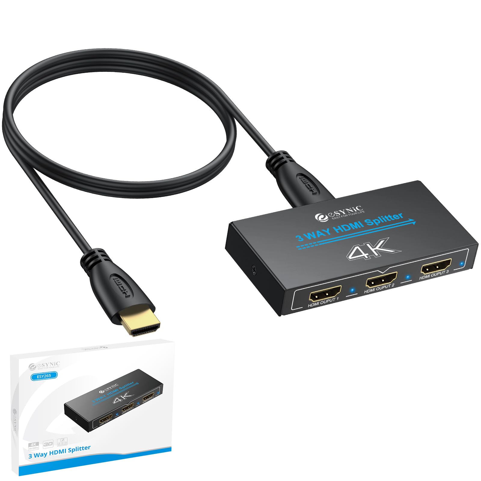 Amazon | eSynic HDMI 分配器 1入力3出力 1入力4出力 4Kx2K@30HZ HDMI
