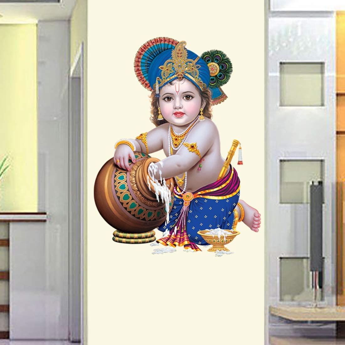 Techgifti Krishna Makhan Wall Sticker for Living Room, Bedroom, Kids Room Size - 50 Cm X 70 Cm (B0BGMF9G3C) Amazon Price History, Amazon Price Tracker