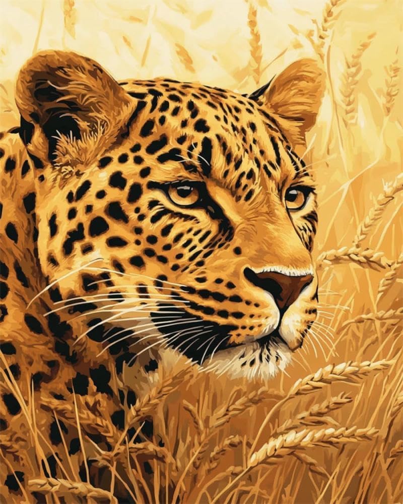 NAHUIGOOD Cross Stitch Kit，– 11Ct Stamped Embroidery Set for Adults & Beginners, Needlepoint Pattern, DIY Art for Home Decor & Gifts Cheetah11Ct50X70Cm