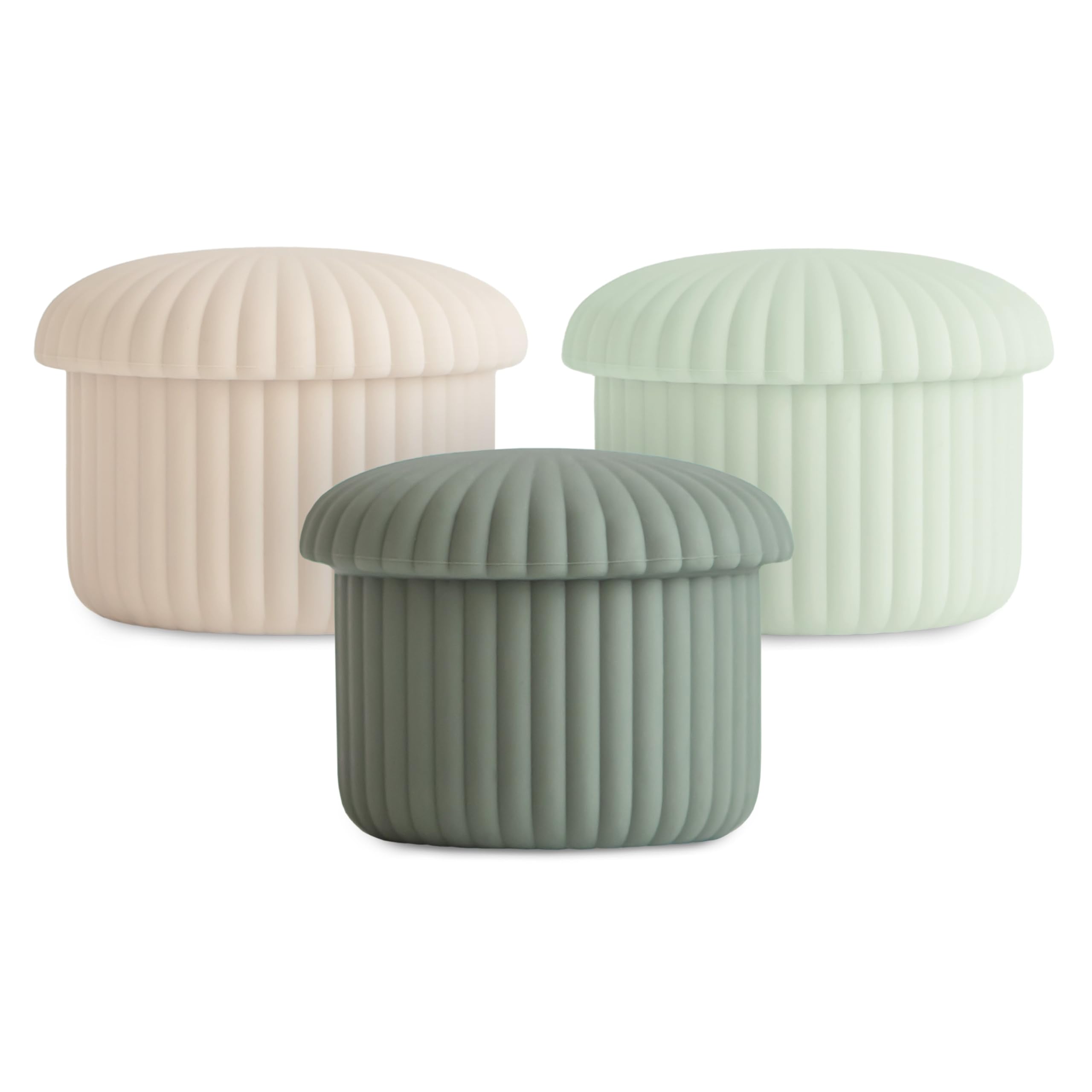 Silicone Baby Food Containers (Green Combo) | 4 oz, 3 Pack Set | Reusable Storage Jars with Lids | Microwavable Dishwasher and Freezer Safe