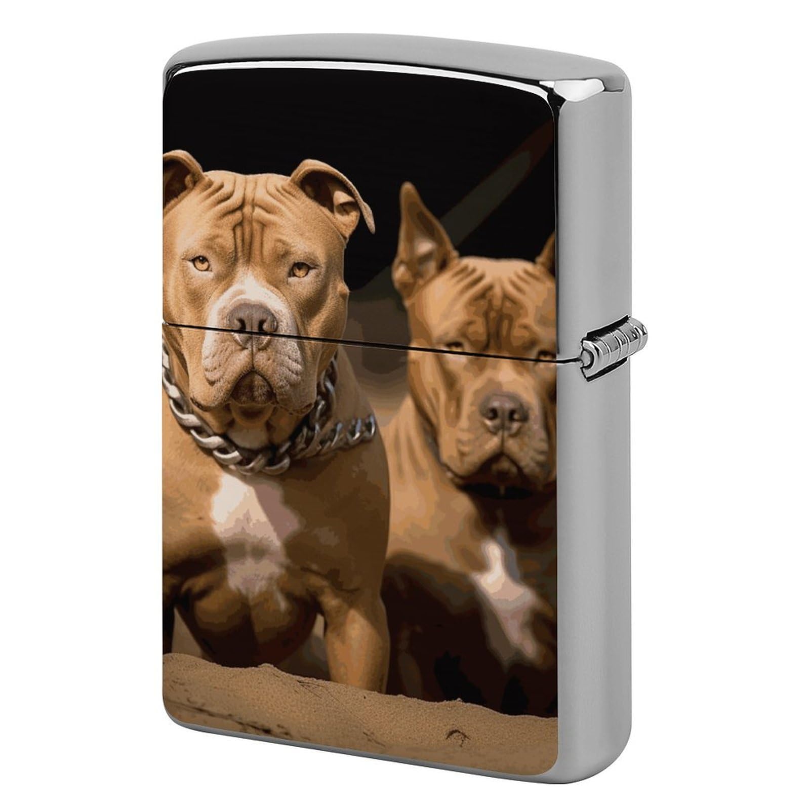 Pitbull Dogs Lighter Case Cover Vintage Metal Lighter Sleeve Reusable Lighter Protective Cover Decorative Lighter Holder Birthday Gifts for Men Women