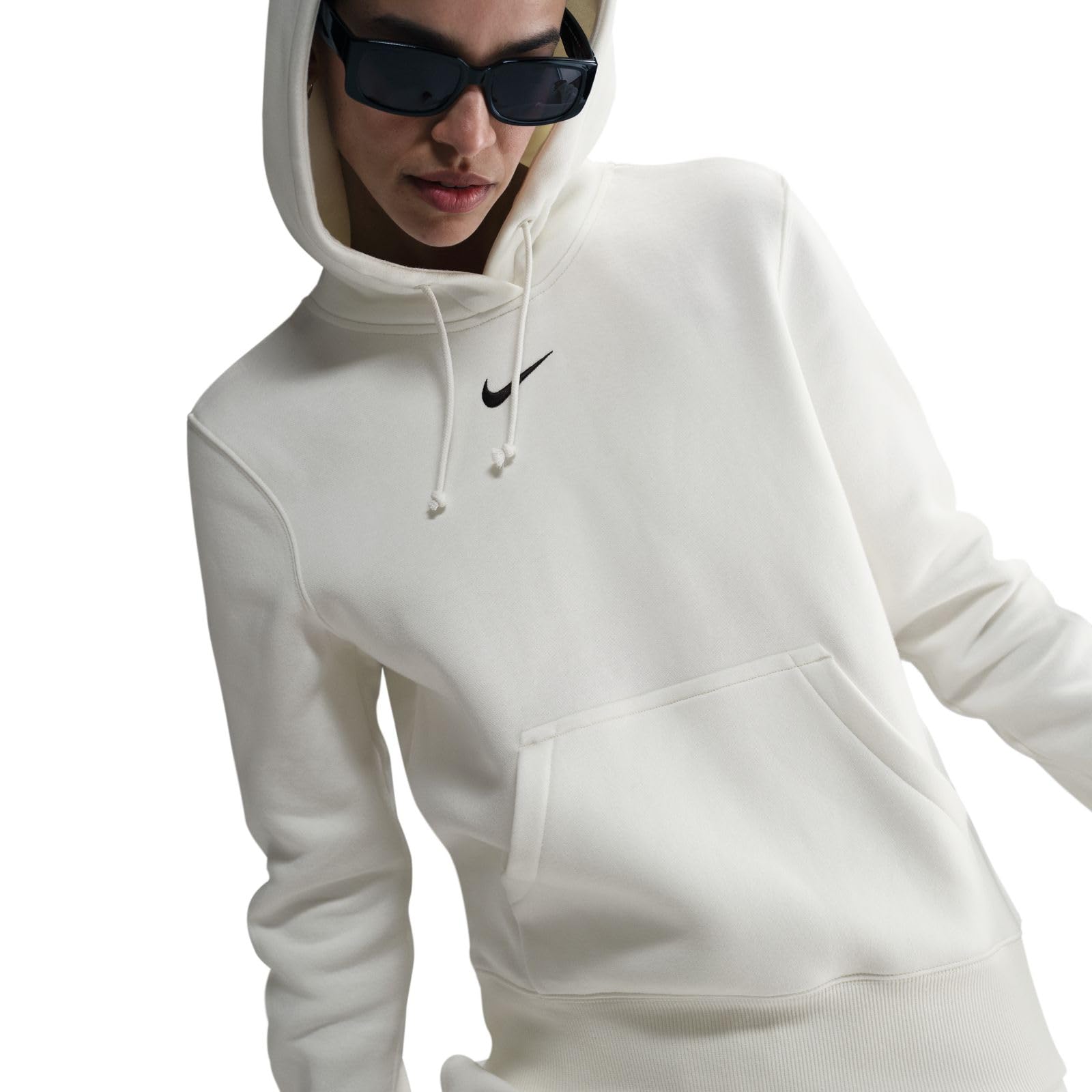 Nike Sportswear Phoenix Fleece Sudadera con Capucha - Mujer, Sail/Black, HF6839-133, XS