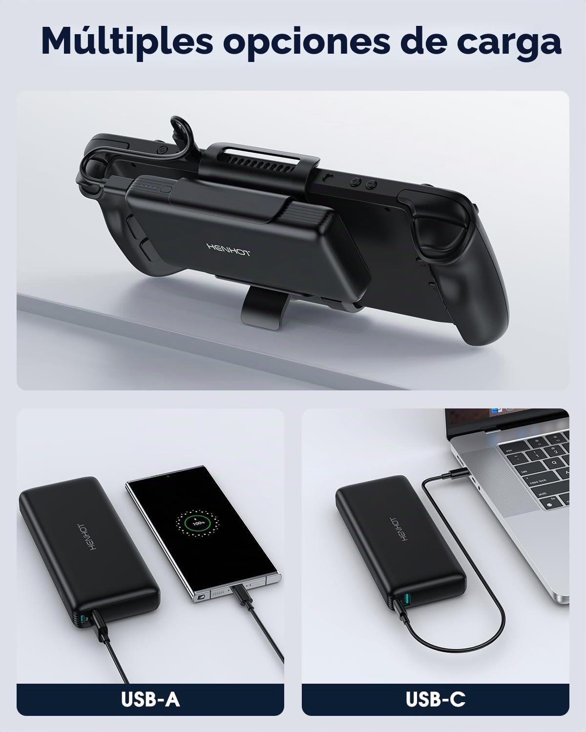 Banco de energía de 65 W compatible con Steam Deck/OLED, banco de energía portátil PD 3.0 de 20000 mAh con soporte trasero extraíble, batería externa para MacBook, Dell, Lenovo, Asus
