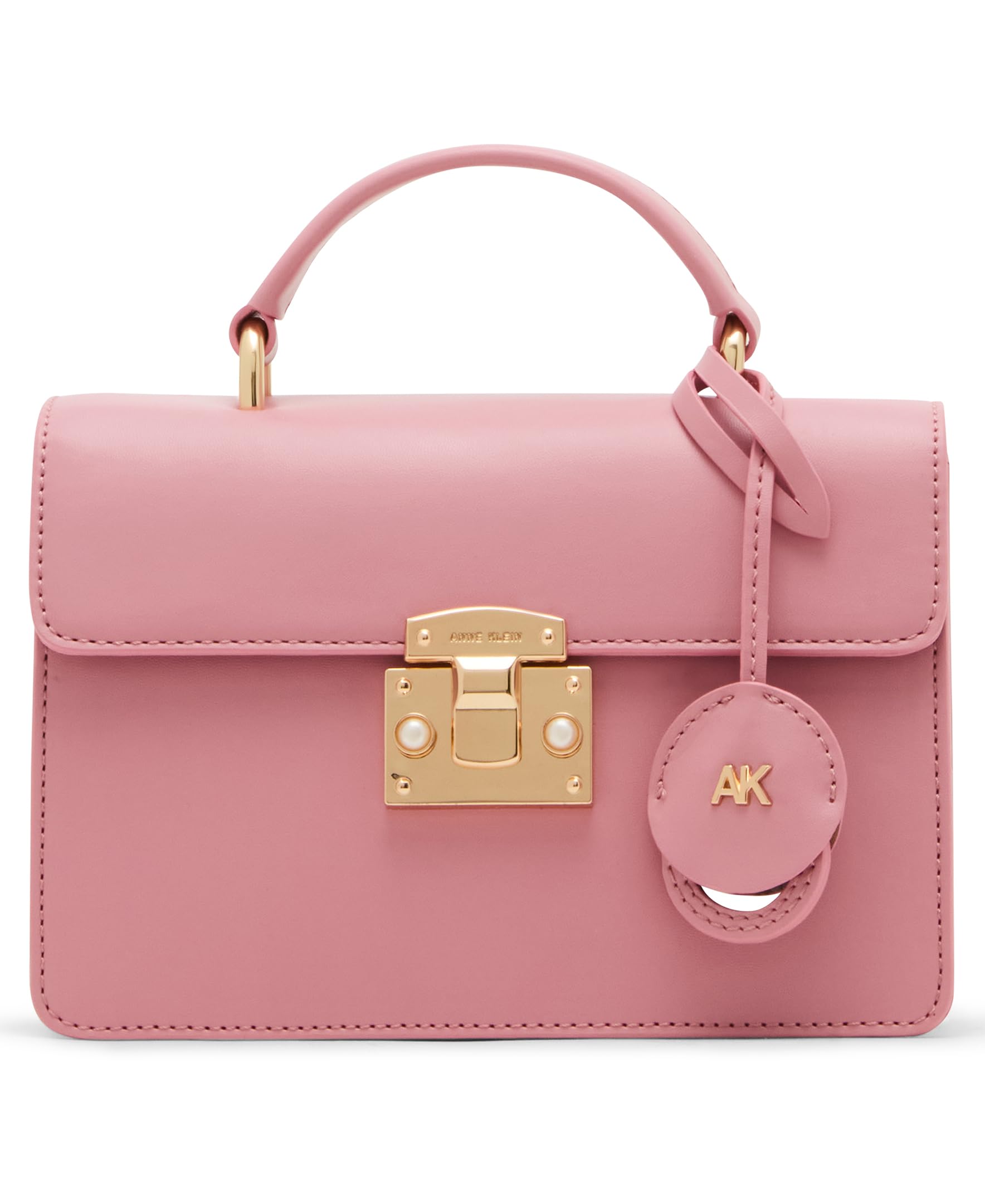 Anne Klein Small Top Handle with Mirror and Detachable Strap, French Mauve