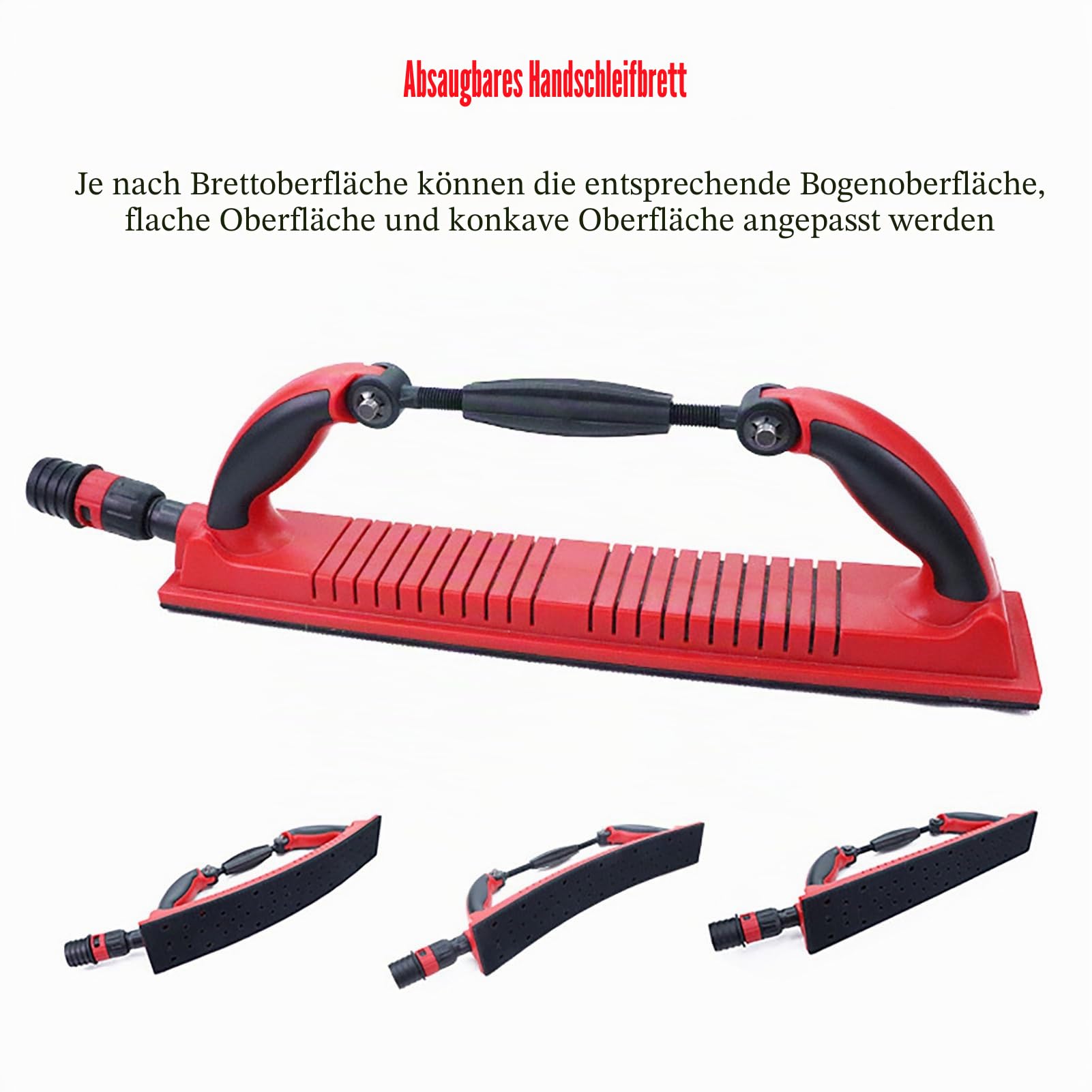 Multifunktions-Handschleifer, Handschleifklotz-Set, verstellbarer Radius Flex Longboard Handschleiffeilenblock Handschleifer, Trockenbauschleifer, Auto-Körperschleifblock (Rot)