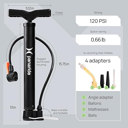 Miniatura 3 de Bomba de bicicleta  Inflador avanzado de neumáticos de bicicleta  Bomba de aire manual de bicicleta con válvulas Presta y Schrader dobles  Bomba de