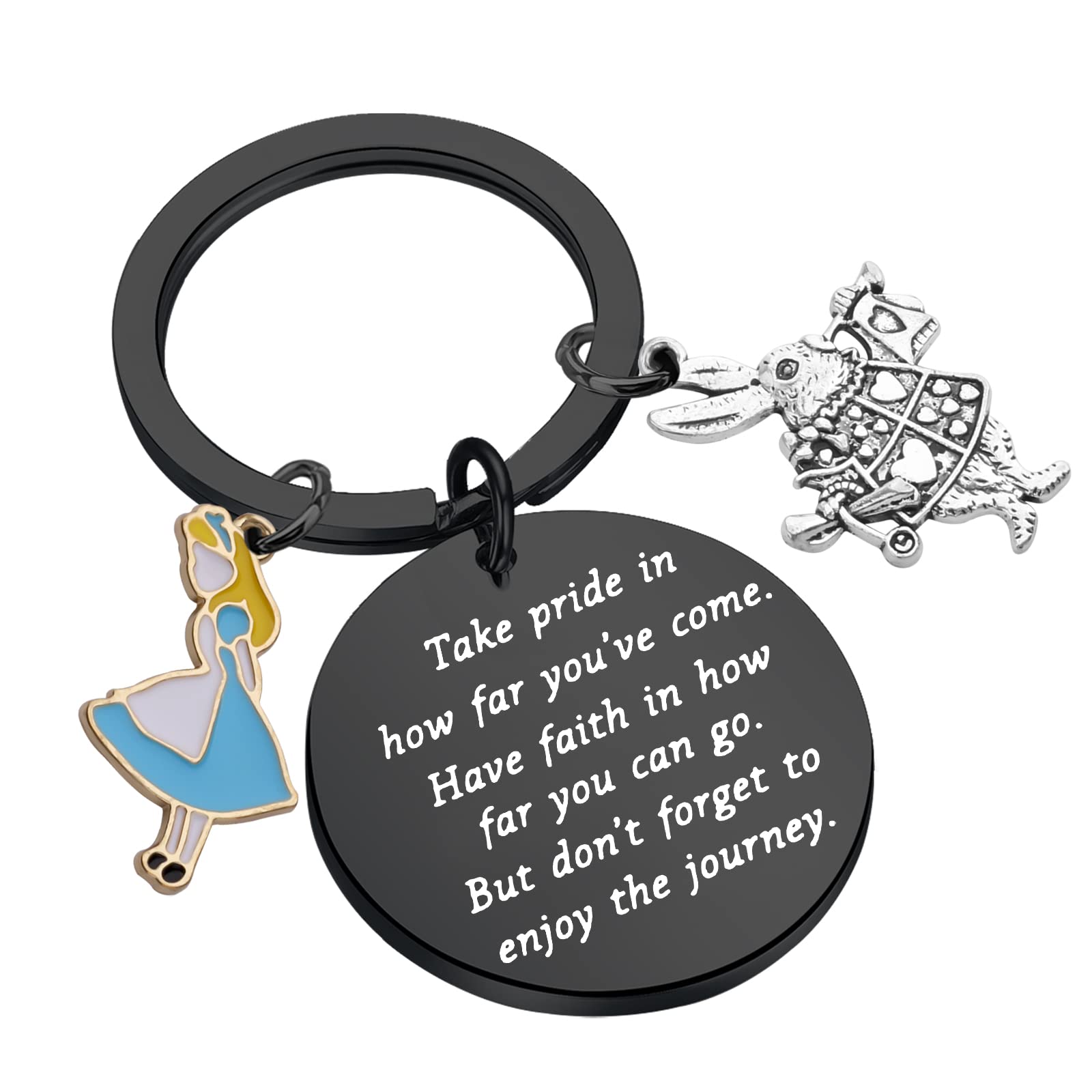 FUSTMWAlice Gifts Keychain Rabbit Alice Pendant Wonderland Inspired Gifts Cartoon Keepsake Keychain Friendship Gifts