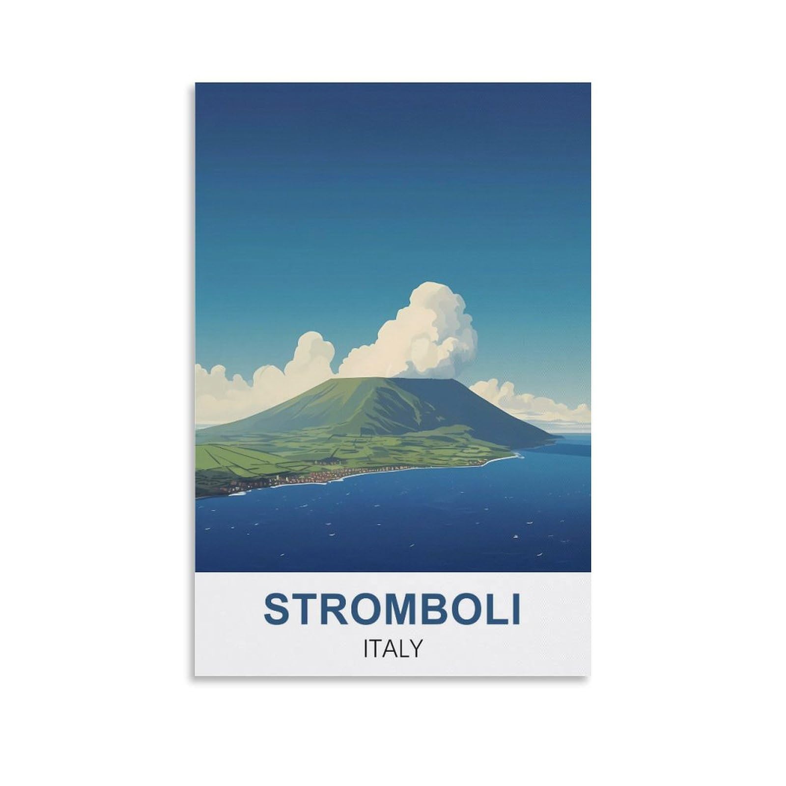 NAEGV DIY Hand Painted Oil Painting Kit Stromboli Italy Travel Poster DIY Craft Oil Painting Art Kits for Adults, Home Wall Decor 40x50cm