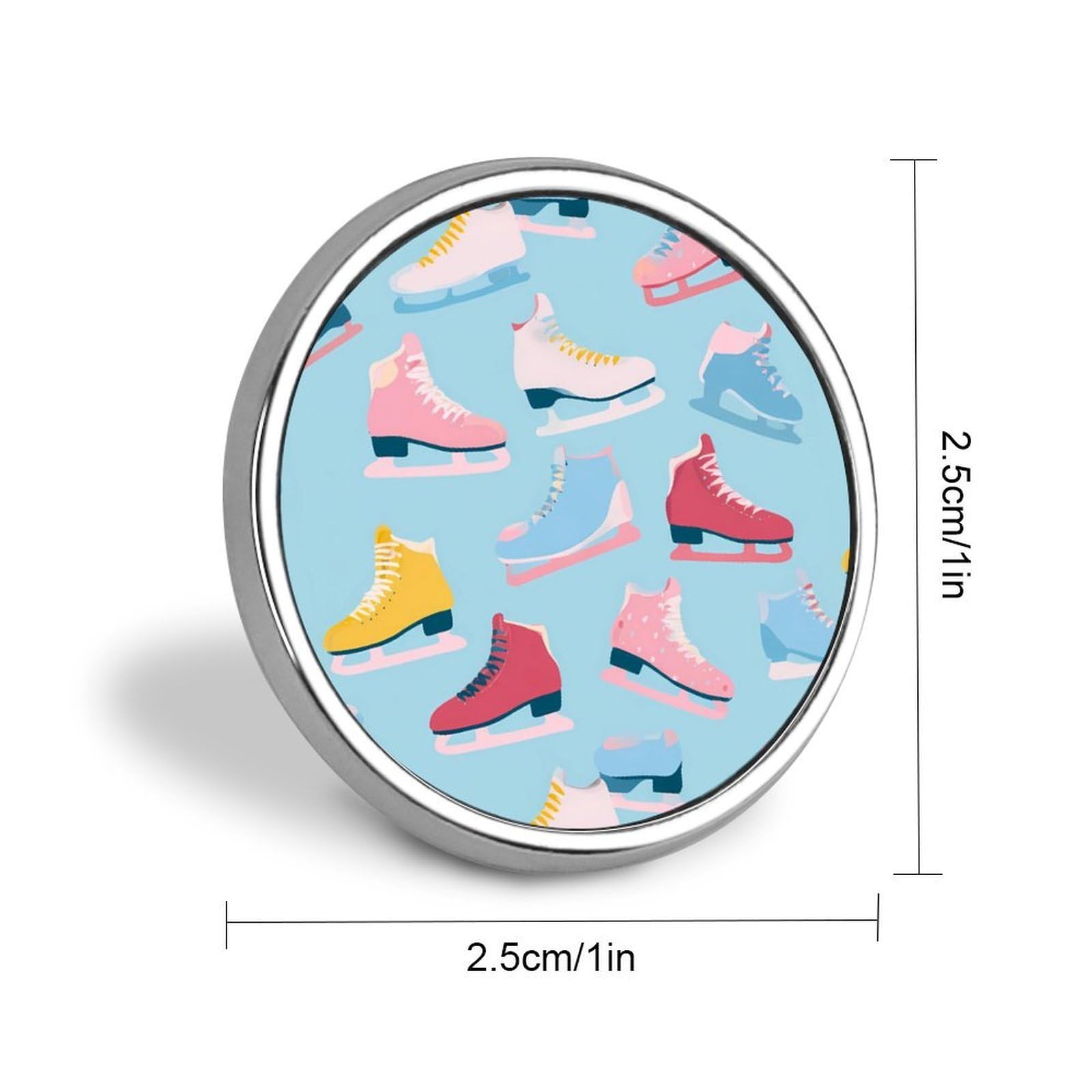 Ice Skating Shoes Pattern Round Lapel Pin Button Brooch Pins Badge for Clothing Jewelry Accessories — view 2