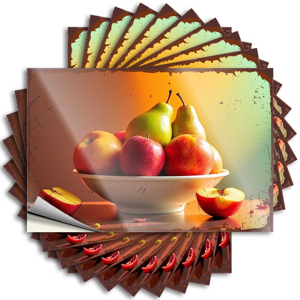 Tattoo - Inspirational Hat Vintage Bowl of Freshly Picked Apples and Pears for Absorbing Modern(12X18CM)