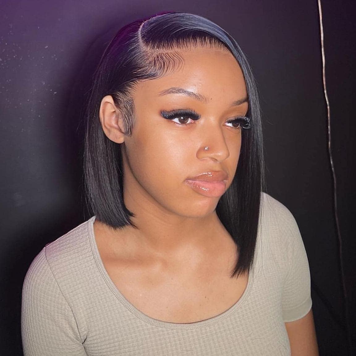 Photo 1 of BEEOS 13x6 SKINLIKE Real HD Lace Frontal Bob Wig, Ultra-fitted Cap Pre-Plucked Bleached Knots 180% Density Straight Human Hair Wig 12 Inch