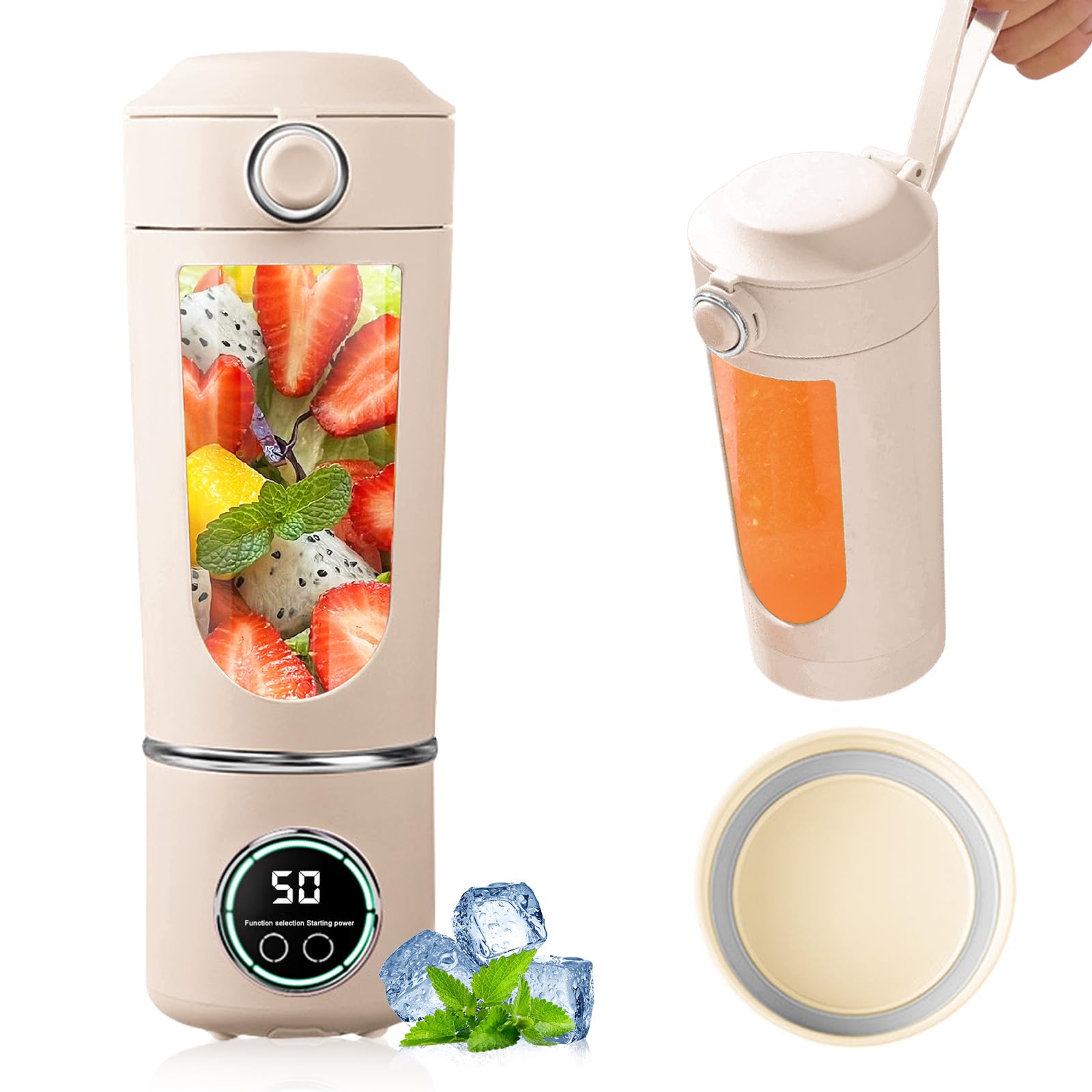 Tragbarer Mixer, Mini Standmixer, Portable Blender, 700ML Mini Blender, Wiederaufladbarer Typ-C, 12 Klingendesign Und Stroh, Für Familien, Camping, Sport, Küche, Fitnessstudio, Reisen