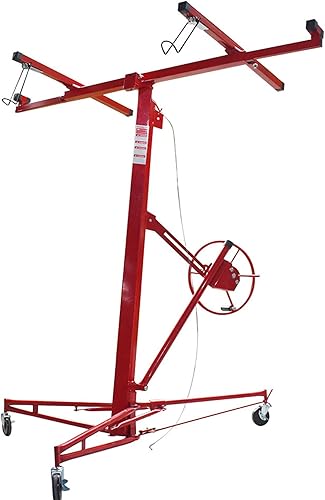 LiGuVCY Elevador de panel rodante de 16 pies con panel de elevación de paneles de yeso con ruedas bloqueables, color rojo