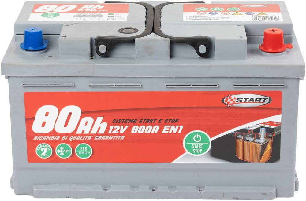 Start Batteria Stop& 80AH 12V 720A (EN1) sigillata, polo positivo destro Cassetta L3, EFB technology, misure 27,5x17,5x19 cm