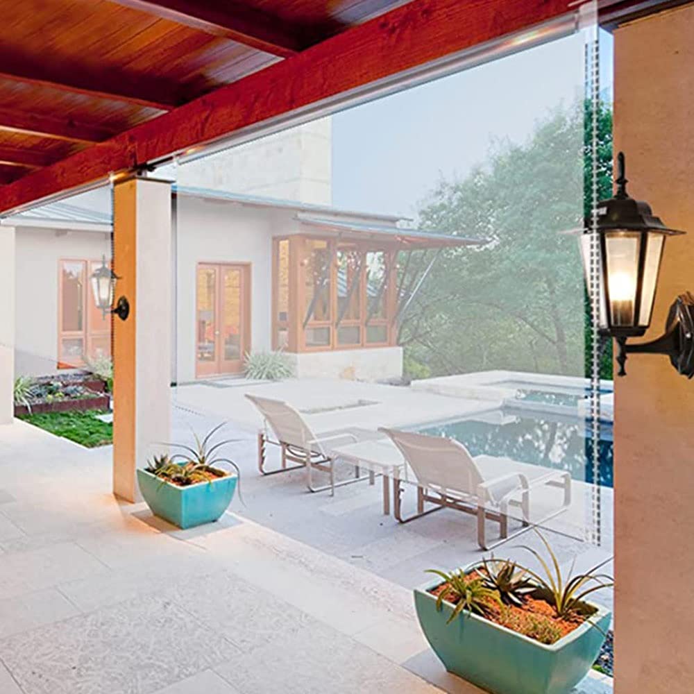 Stores enrouleurs 100% De Rideaux De Patio Sans Panne D'électricité, Rideaux Extra-larges, Rideaux En Verre Coulissant, Rideaux Imperméables Transparents (Color : Clear, Size : 80x80cm)