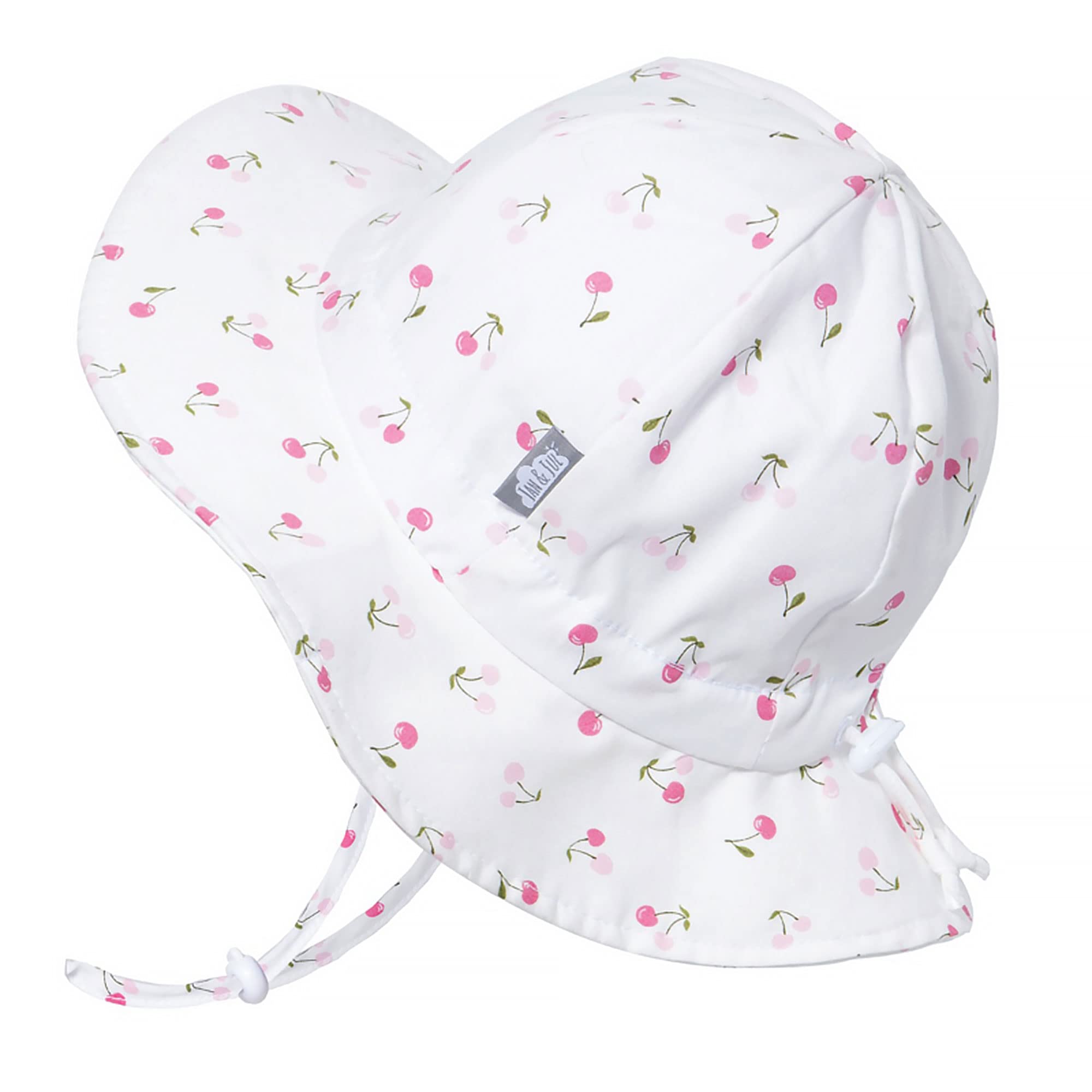 JAN & JUL Baby Beach Floppy Hat Girl 50+ UPF Sun Protection (M: 6-24 Months, Cherries)