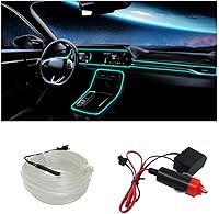 Vista 1 de Tira de luces LED para interior de automóvil con cable EL, luz de neón de 16 pies con borde de costura para encendedor de cigarrillos, kits