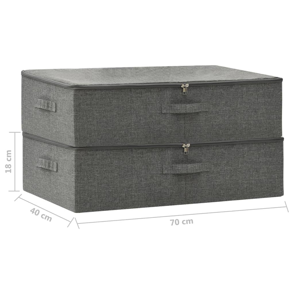 Aufbewahrungsboxen 2 Stk Stoff faltbar 70x40x18 cm Anthrazit Ordnungshelfer für Regal Schublade Büro Schlafzimmer platzsparend stapelbar Organizer Behälter