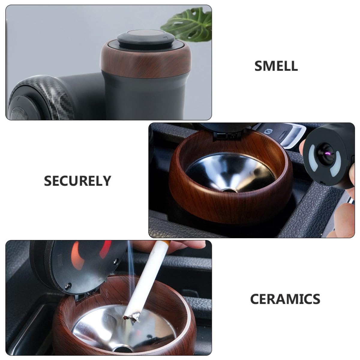 Outanaya Cendrier Lumineux de Voiture Détachable en Acier Inoxydable avec Briquet USB Intégré, Accessoire Automobile Pratique pour Voiture et Bureau