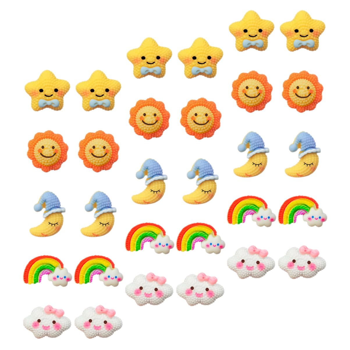 NUOBESTY 90stücke -Dekoration Push Niedliche Resin-memo-pinnadeln Mond Sternen Regenbogen Und Wolken-Designs Für Corkboards Und Zuhause