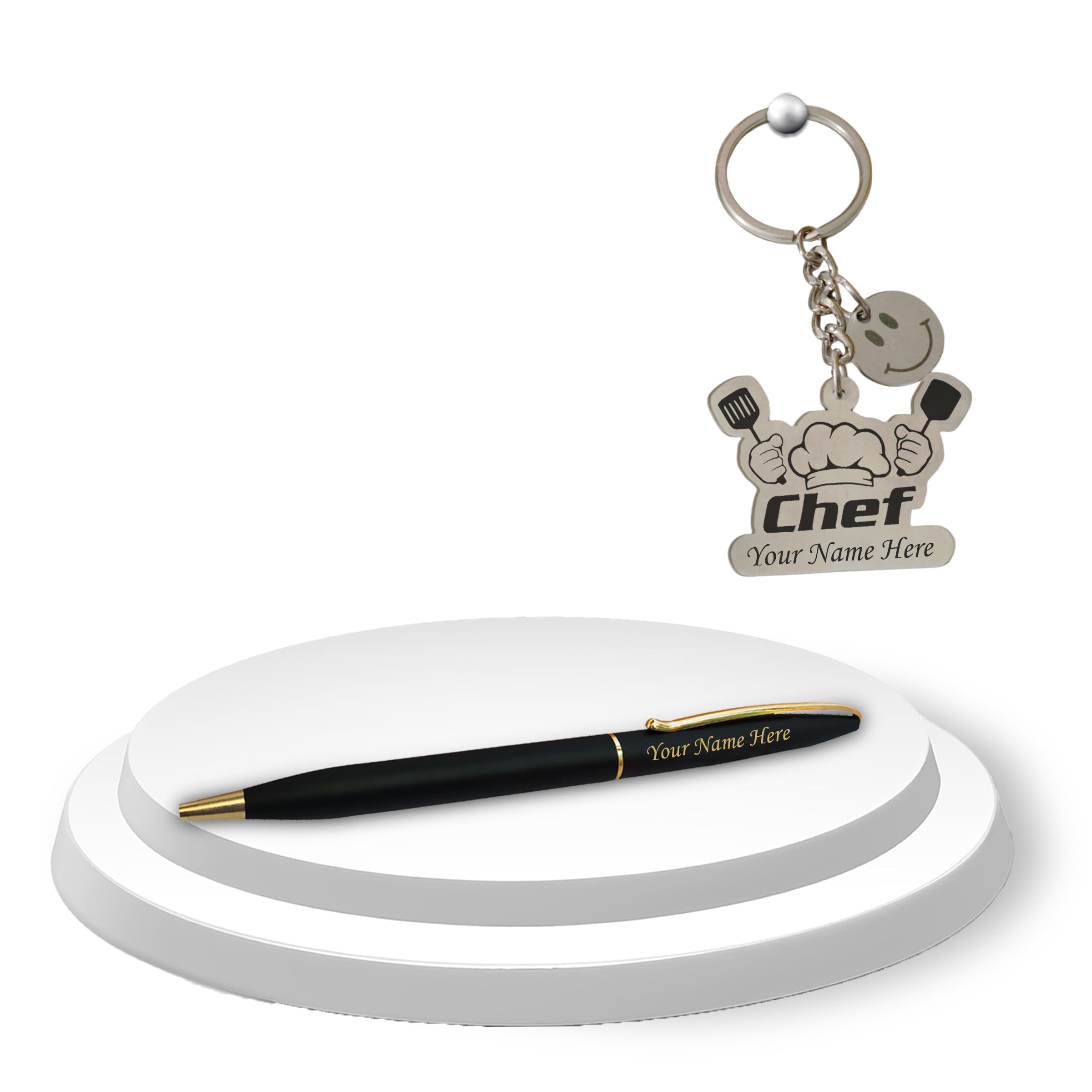 Savri Personalized Chef's Gift Set-Custom Chef Keychain & Pen with Name Permanently Engraved-Ideal Giftsfor Chefs,Cooks, Culinary Professionals-Perfect for Birthdays,Anniversaries,and SpecialOccasions