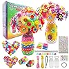 Crafts for Girls Ages 6-10 Make Your Own Flower Bouquet with Buttons and Felt Flowers, Vase Art and Craft for Children – DIY Activity Christmas Birthday Gift for Girls Age 6 7 8 9 10 Year Old