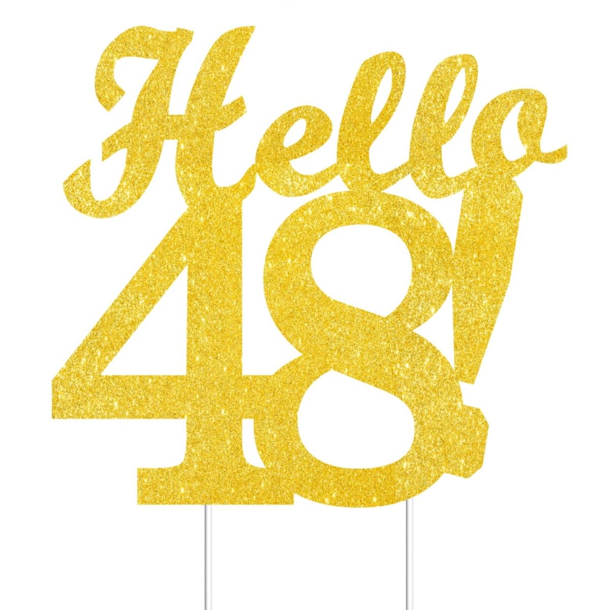 Hello 48 Cake Toppers Gold Glitter, Happy 48th Birthday Cake Decorations Cheers to 48 Years Party Decor, forty-eight Year Old Theme Birthday Anniversary Party Supplies