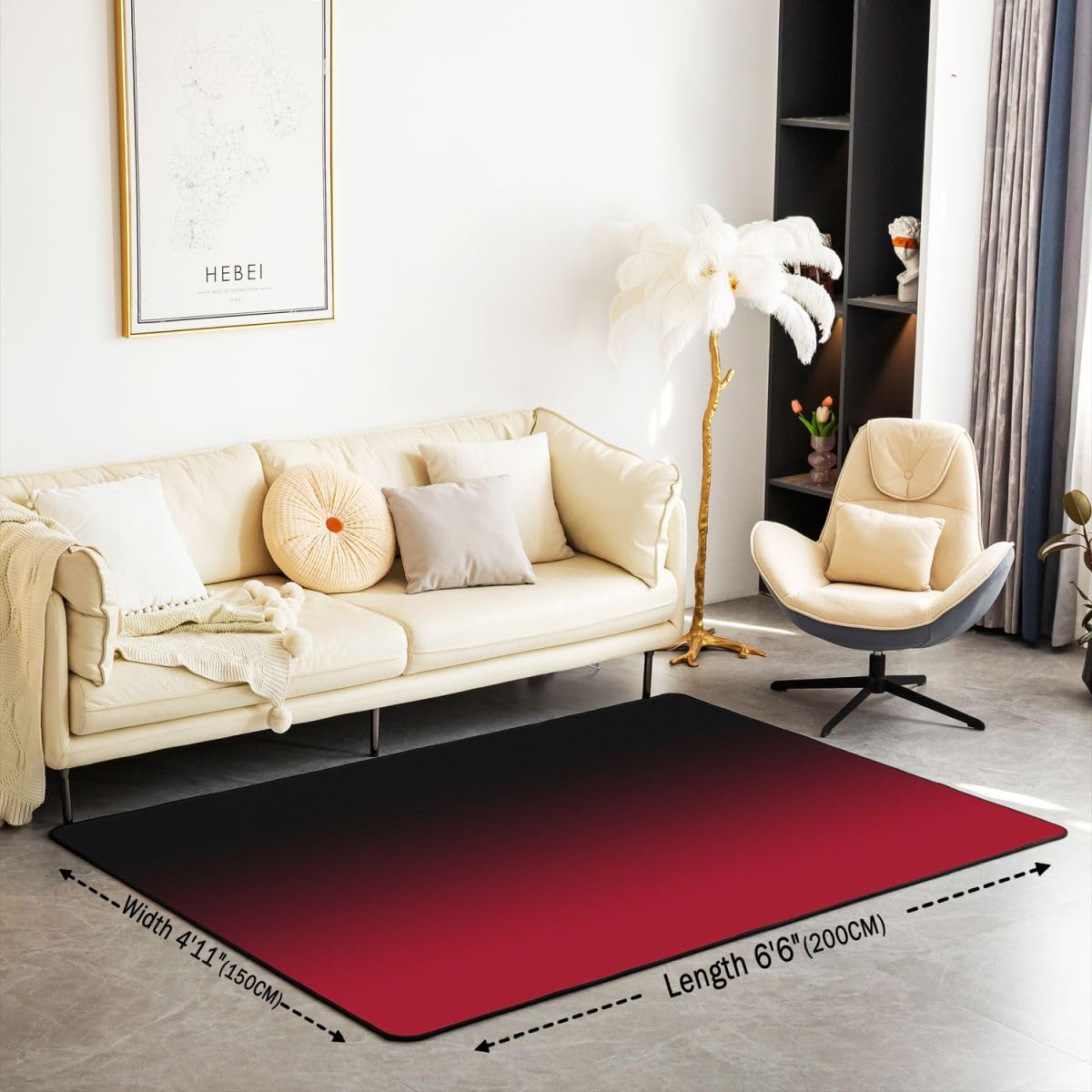 Homewish Czerwone i czarne dywaniki gradientowe 150 x 200 cm