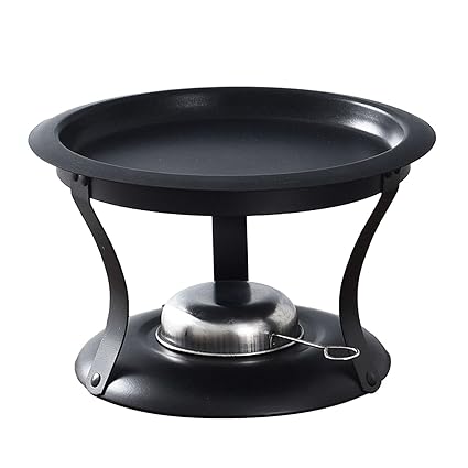 CALANDIS Korean Table BBQ Grill Removable Gilling Plate for Picnics Garden People Black | 1 Set Grill Rack and Pan '