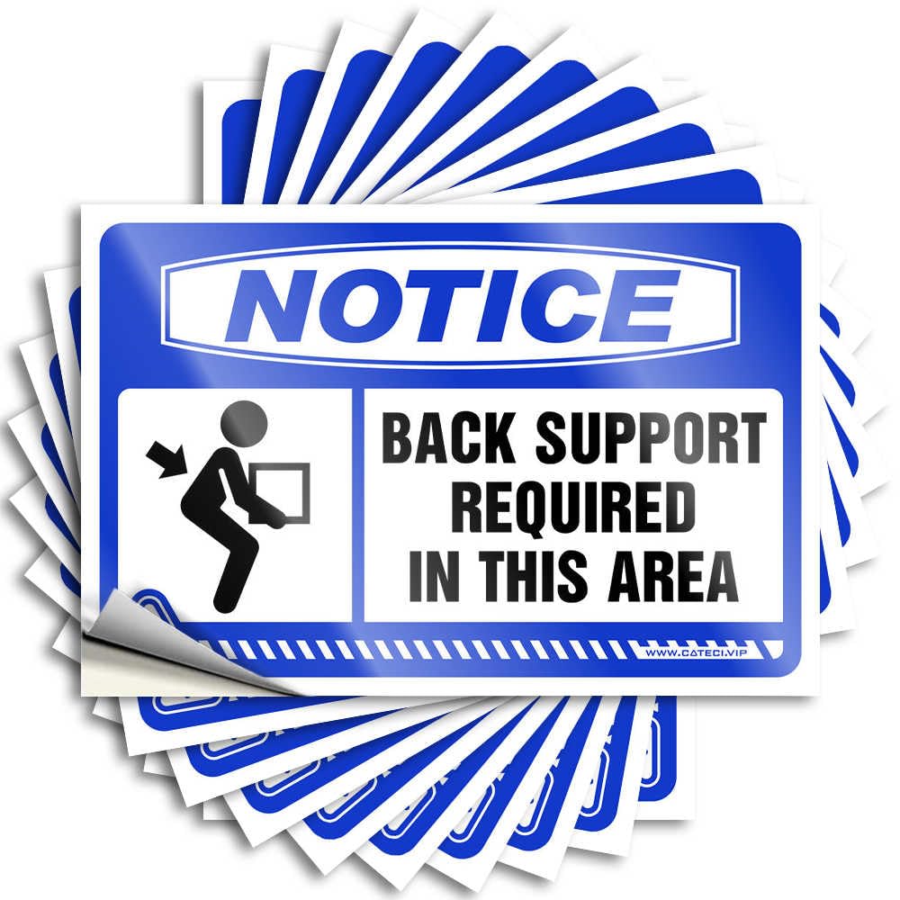Sticker Wall Art 3D Self-Adhesive & Book Nook Decor Laminated - Notice Back Support Required in This Area for Car Woman | Bar Signs Home(6X9CM-10Pcs)