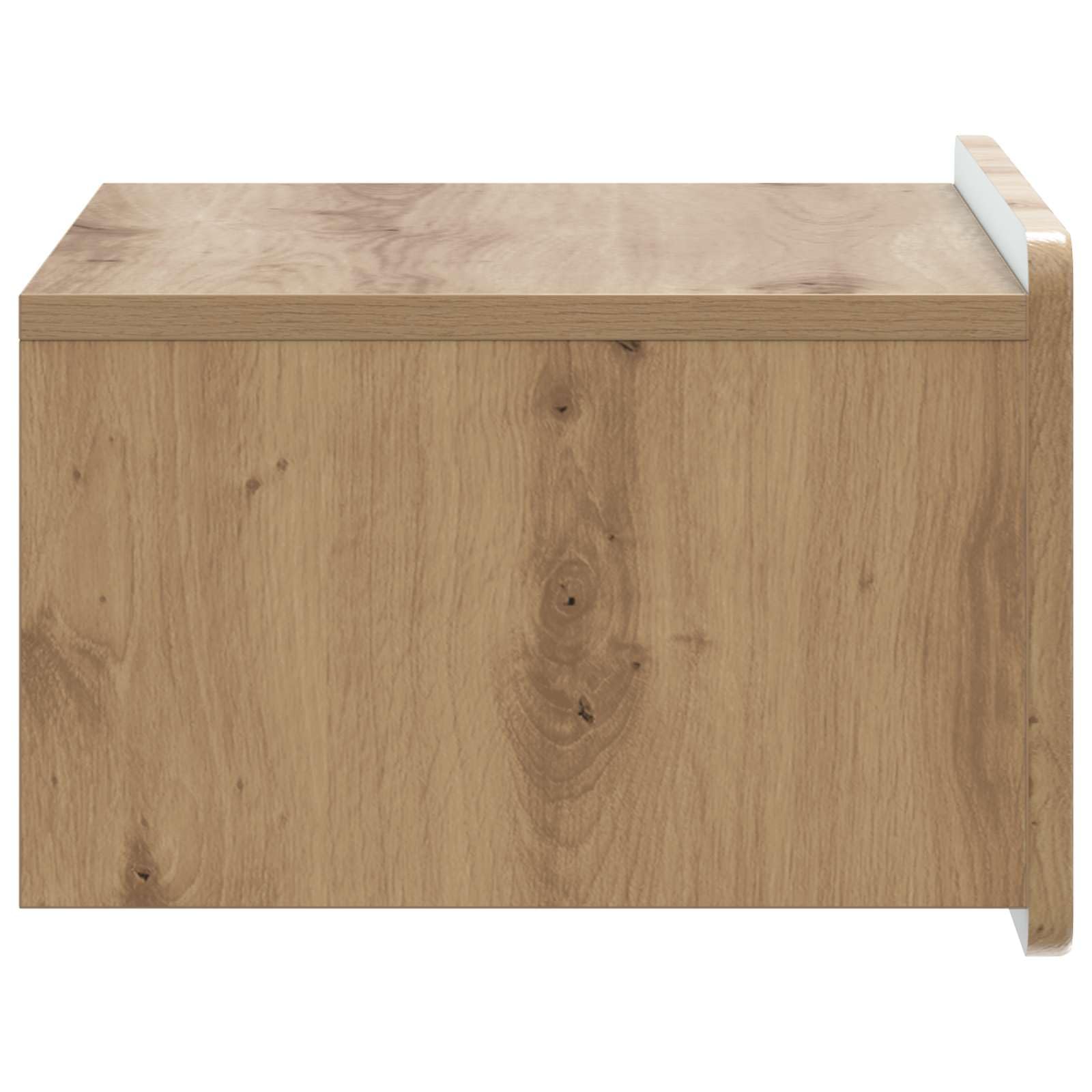 Mobiletto da notte a muro Rovere Artigianale 49 x 34,5 x 24 cm con cassetto ripiano supporto salvaspazio per camera soggiorno ingresso