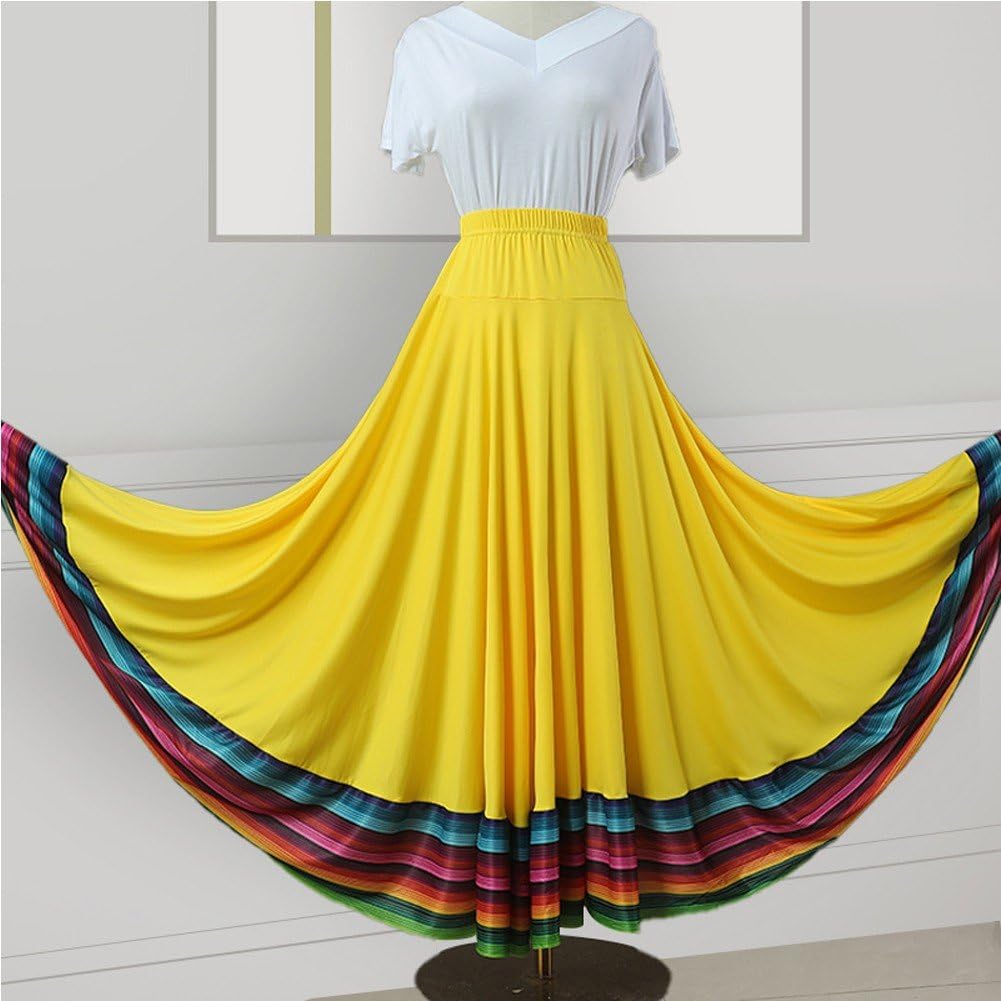 Gonna Danza Folcloristica Gonna Lunga Messicana Costume Spettacolo Spagnolo per Danza Popolare Messicana del Ventre Flamenco