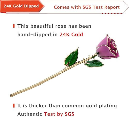 Miniatura 3 de Regalo del Día de San Valentín Rosa Bañada en Oro, Rosa Real de Oro de 24k Regalo para Ella y Gran Regalo de San Valentín para Ella Rosas, con
