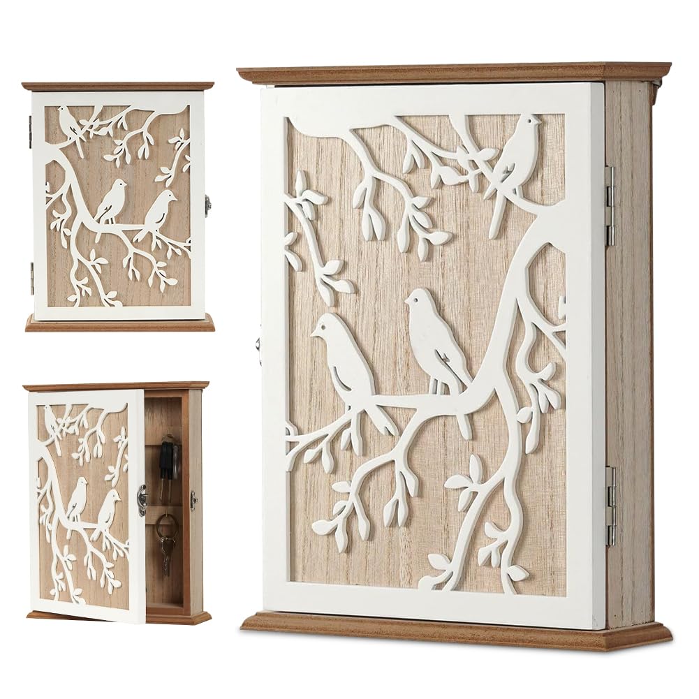 Caja De Llaves De Madera, Soporte De Pared, Soporte Decorativo De Madera Para Llaves Con 6 Ganchos, Organizador Rústico Para Tarjetas De Acceso Para El Hogar, Entrada, Pasillo (beige A