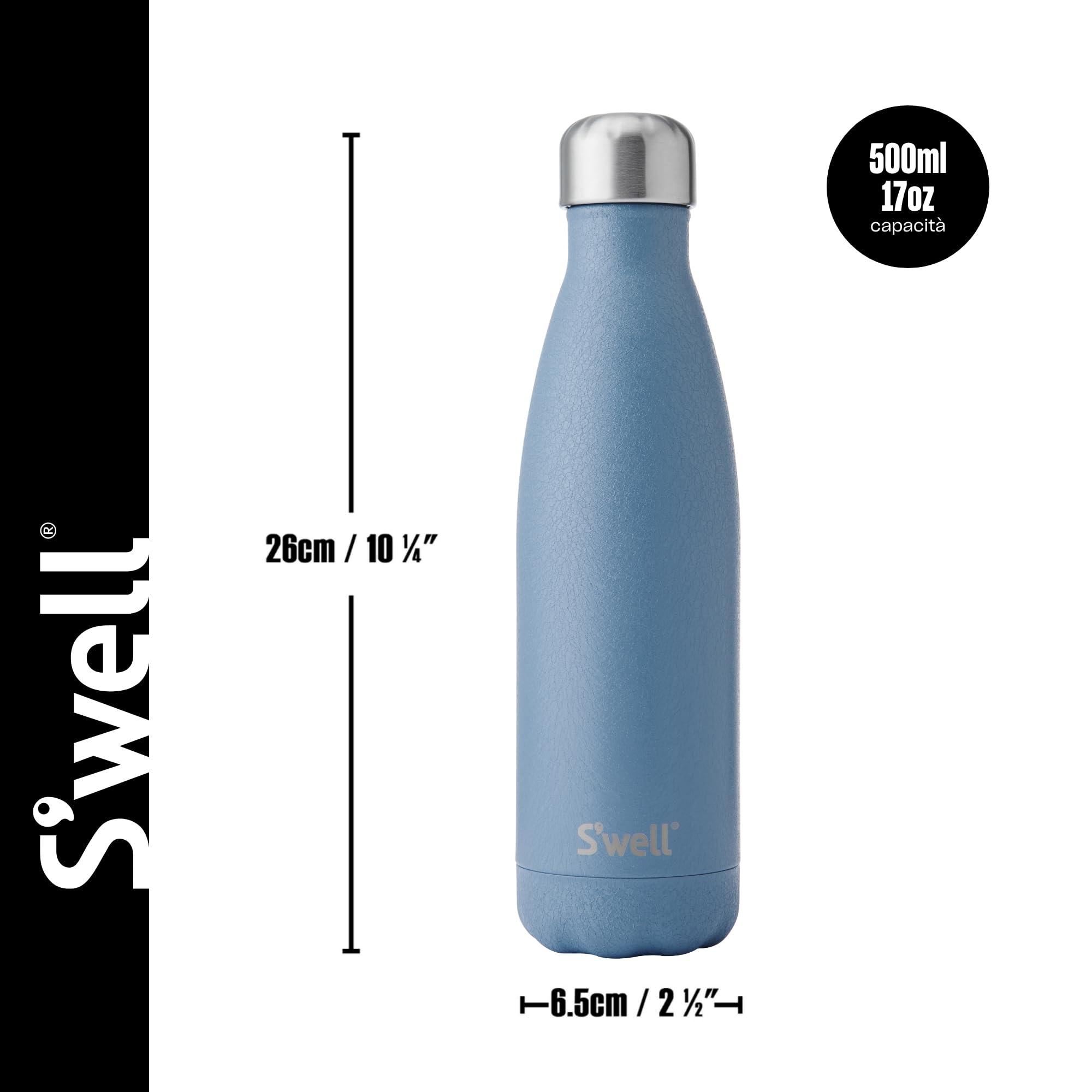 S'well - Borraccia in acciaio inox, 500 ml, motivo Desert Sky, con contenitore isolante sottovuoto a triplo strato, mantiene le bevande fredde per 36 ore e calde per 18, senza BPA