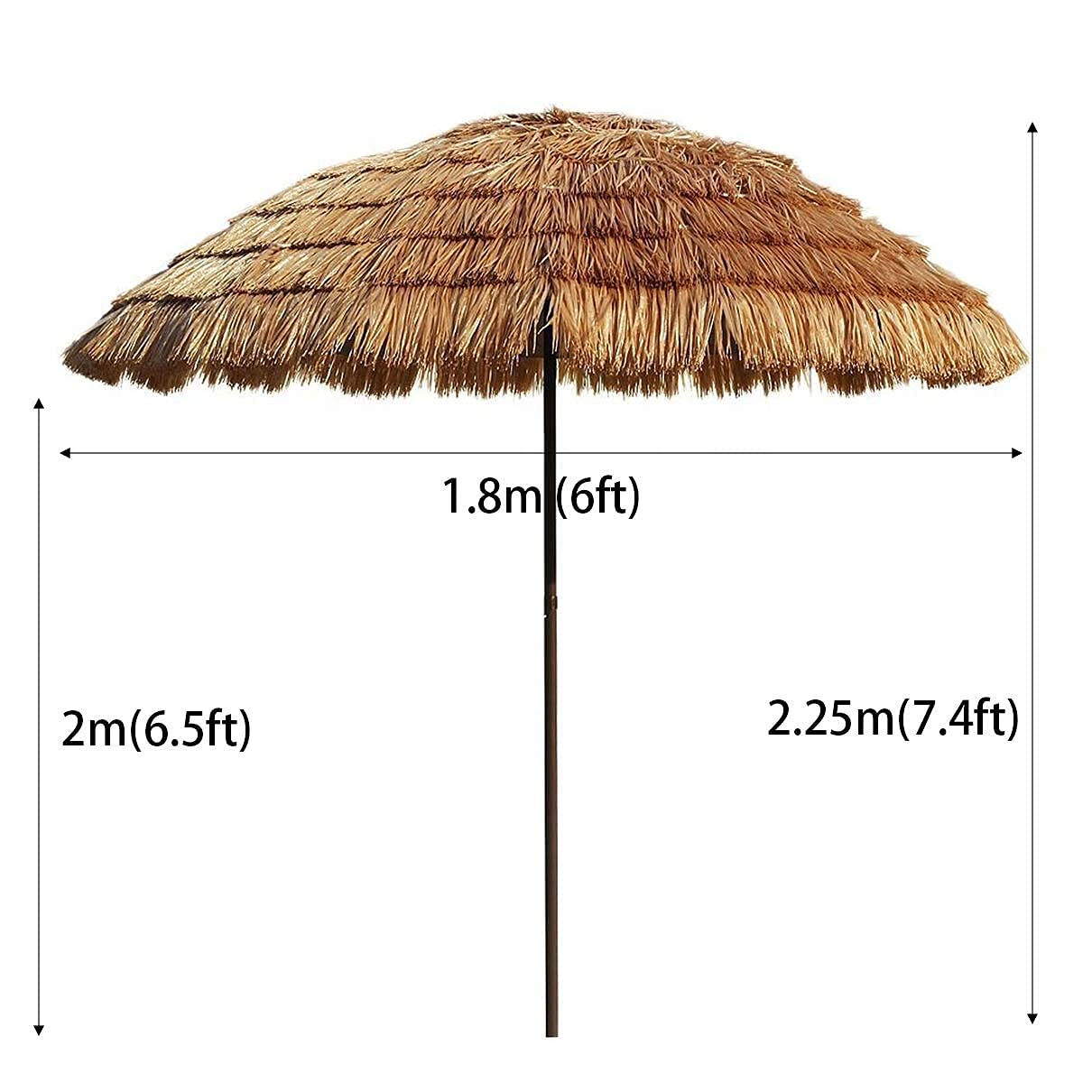 HLTYGWX Parasol tarasowy 2,25 m / 7,4 stopy, parasol stołowy na zewnątrz, mały parasol z korbą i przyciskiem odchylania, 8 żeberek, niebieski, zielony, beżowy