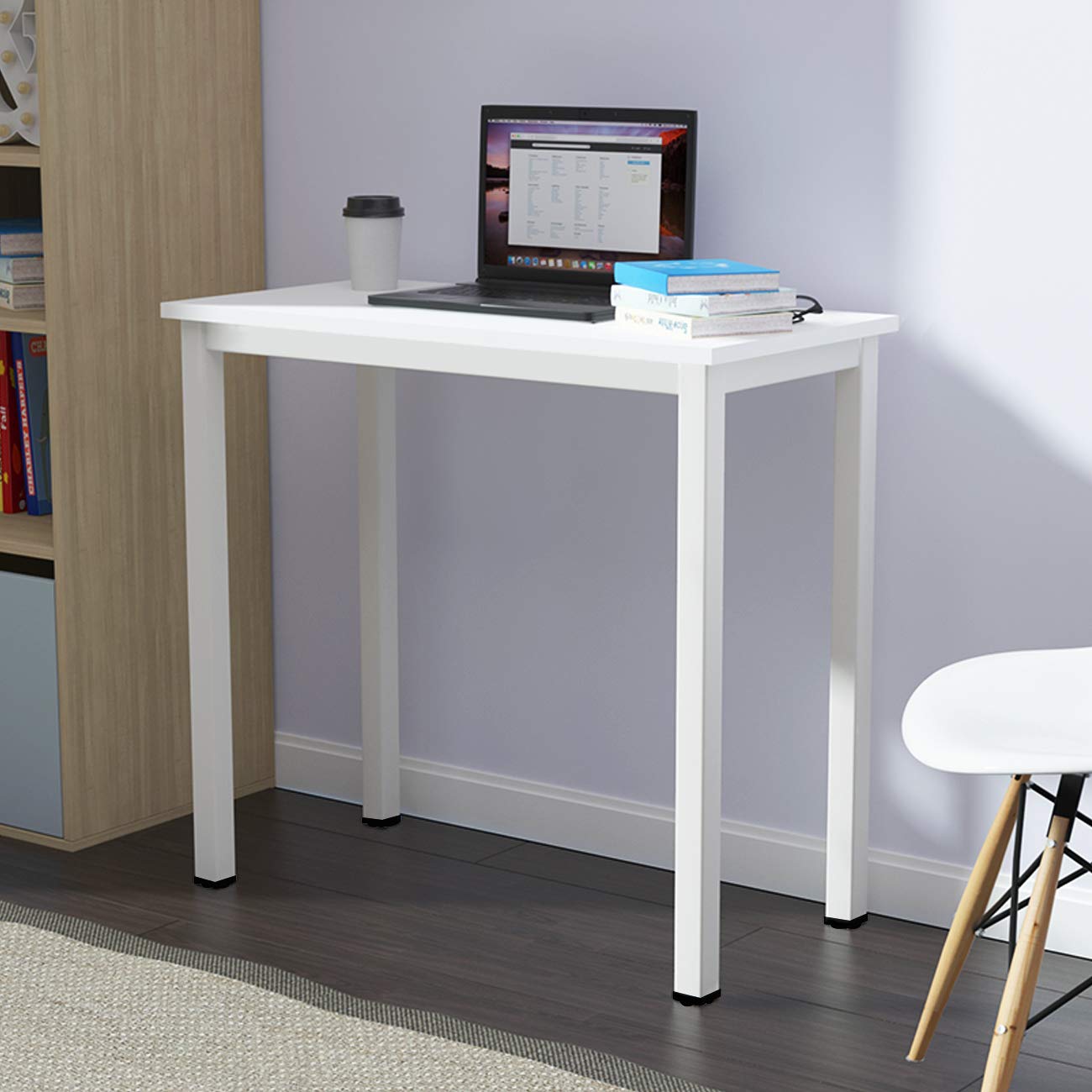 sogesfurniture Scrivania compatta per Computer PC Tavolo da Studio in Acciaio Legno, 80x40cm Ufficio Postazioni di Lavoro Tavolo da Pranzo per casa e Ufficio, Studio e Scrittura,BHEU-AC3DW-8040