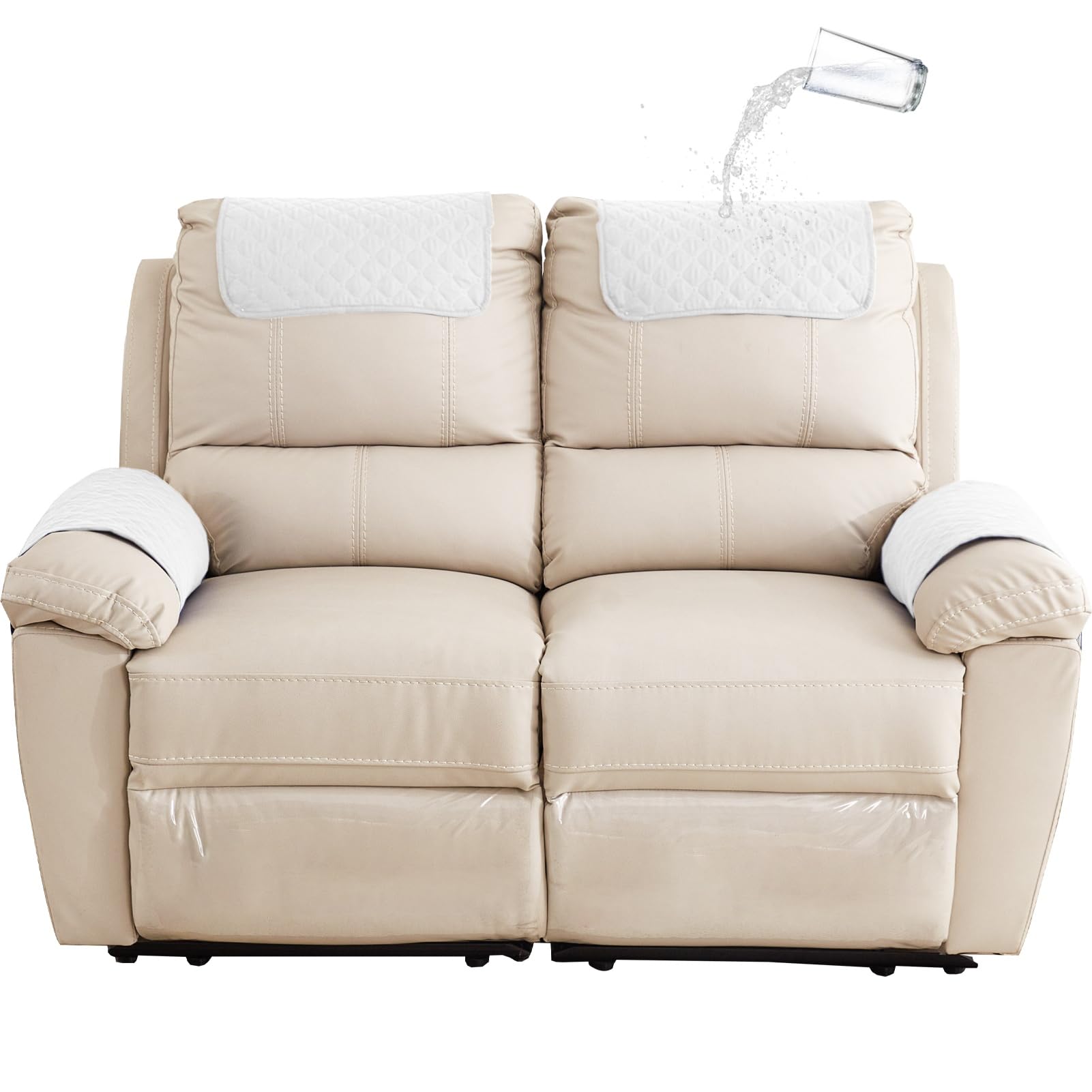 Sofa Armrest Cover, Headrest Cover for Recliner Chair Arm Cover,Armchair Slipcover Nonslip Quilted Furniture Protector for Pets Leather Sofa Couch