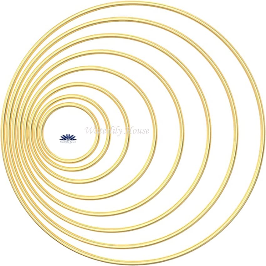 Waterlily House - 8 Sizes Metal Craft Hoop Rings, Dream Catcher Rings Metal Macrame Gold Floral Hoops for DIY Wedding Wreath Decor, Dream Catcher and Macrame Wall Crafts (2/4/6/8/9/10/12/14 inch)-image-17