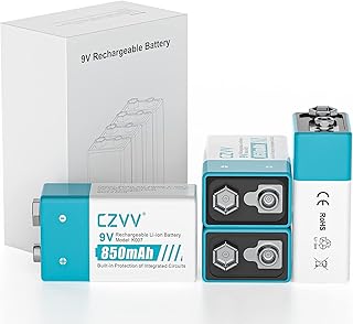 Rechargeable 9V Batteries - High-Performance Lithium-ion Battery 4 Pack - Leak-Proof Ultra Long-Lasting 8.7 Volt 1300x Cycle Times with a 10-Year Shelf Life
